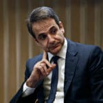 Greek,leader,of,new,democracy,party,kyriakos,mitsotakis,takes,part