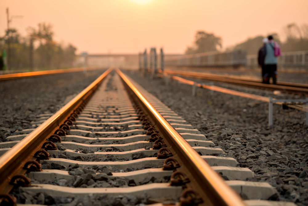 Blurred,railway,of,train,on,sunrise,morning,background