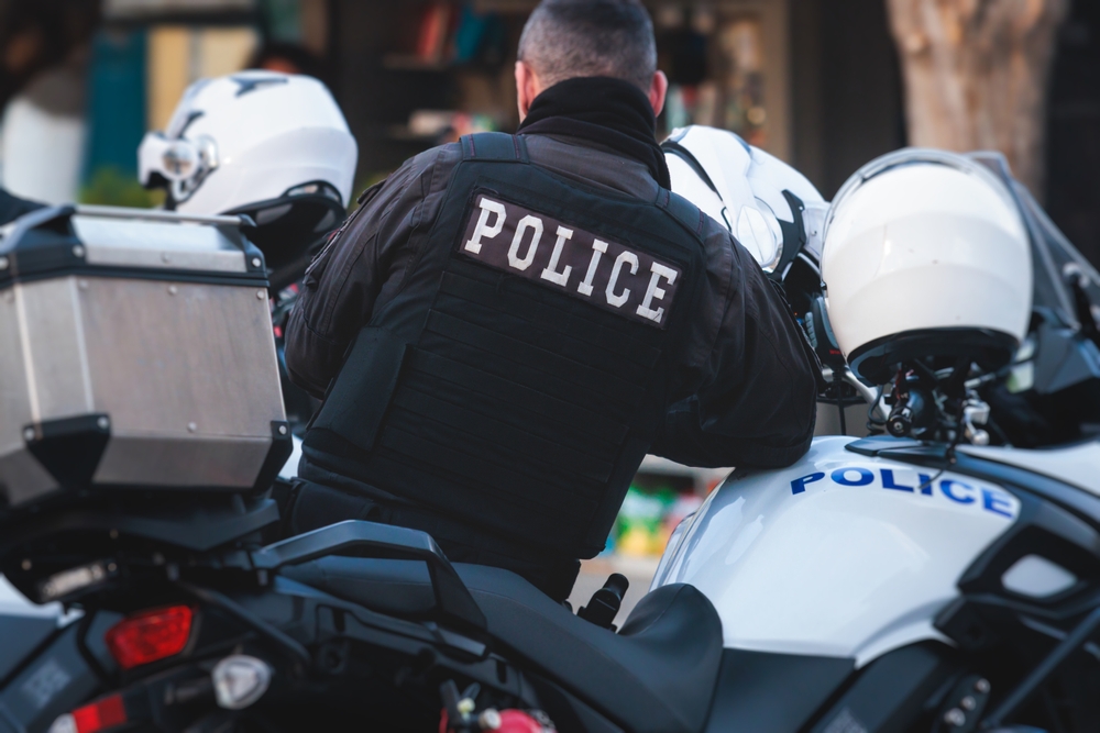 Hellenic,police,,greek,police,squad,on,duty,riding,bike,and