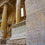 Greek,inscription,in,celsus,library,at,ephesus,ancient,greek,city