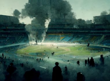 Soccer,football,stadium,smoke,riot,chaos,gas