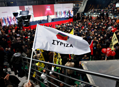 Supporters,of,the,greek,opposition,party,syriza,listening,to,a