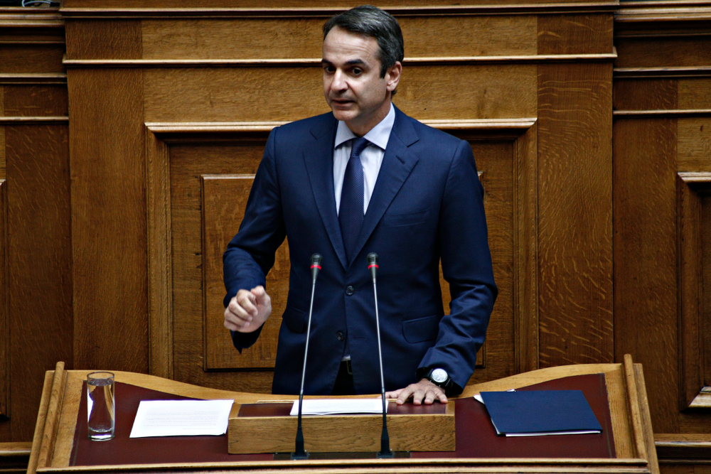 President,of,new,democracy,,kyriakos,mitsotakis,attends,in,a,discussion