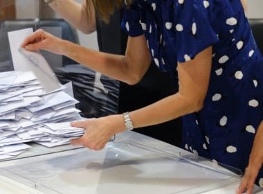 Election,representatives,count,ballots,after,polling,station,closed,during,the