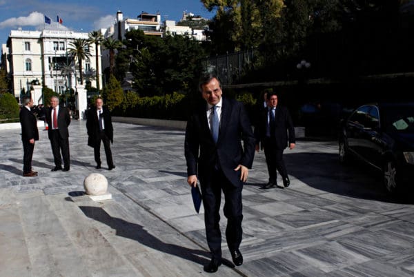 Greek,prime,minister,antonis,samaras,arrives,to,attend,in,parliamentary