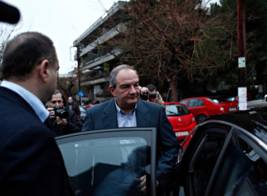 Former,prime,minister,costas,karamanlis,arrives,to,casts,his,vote