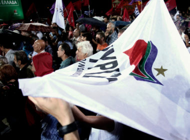 Leftist,syriza,party,supporters,wait,for,a,speech,of,leader