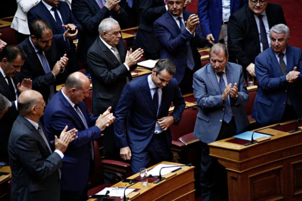 President,of,new,democracy,,kyriakos,mitsotakis,attends,in,a,discussion