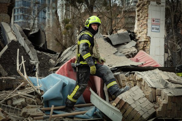 Kyiv,,ukraine,,25 03 2024 ,kiev,fireman,on,the,ruins,of,the