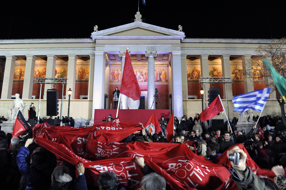 Athens,,greece,jan ,25,,2015 ,supporters,of,alexis,tsipras,leader