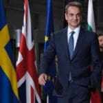 Greek,prime,minister,kyriakos,mitsotakis,arrives,to,attend,in,an