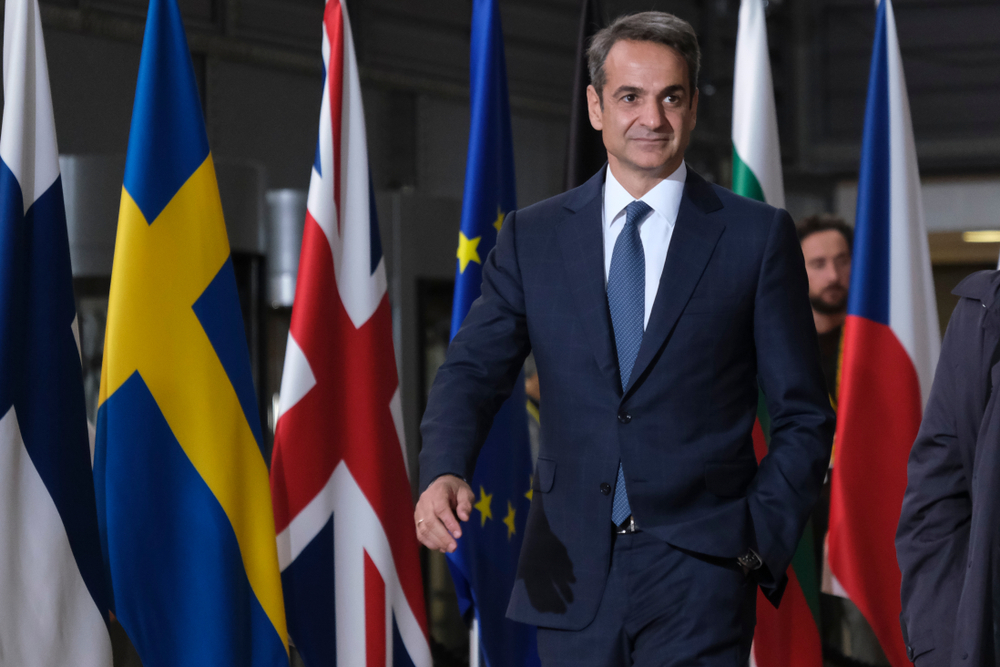Greek,prime,minister,kyriakos,mitsotakis,arrives,to,attend,in,an
