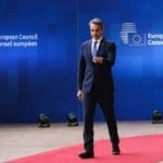 Greece's,prime,minister,kyriakos,mitsotakis,arrives,for,a,european,council