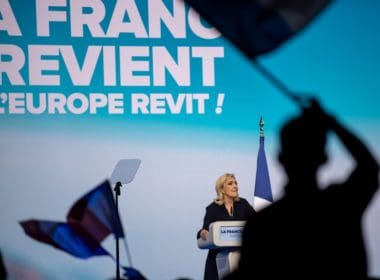 Marseille,,france, ,03 03 2024:,marine,le,pen,talks,during,a