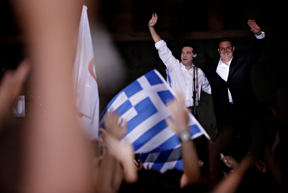 Greek,prime,minister,alexis,tsipras,addresess,an,anti austerity,rally,at