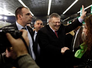 Evangelos,venizelos,leader,of,the,greek,socialist,party,,pasok,,arrives