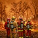 Firefighters,team,battle,a,wildfire,because,climate,change,and,global