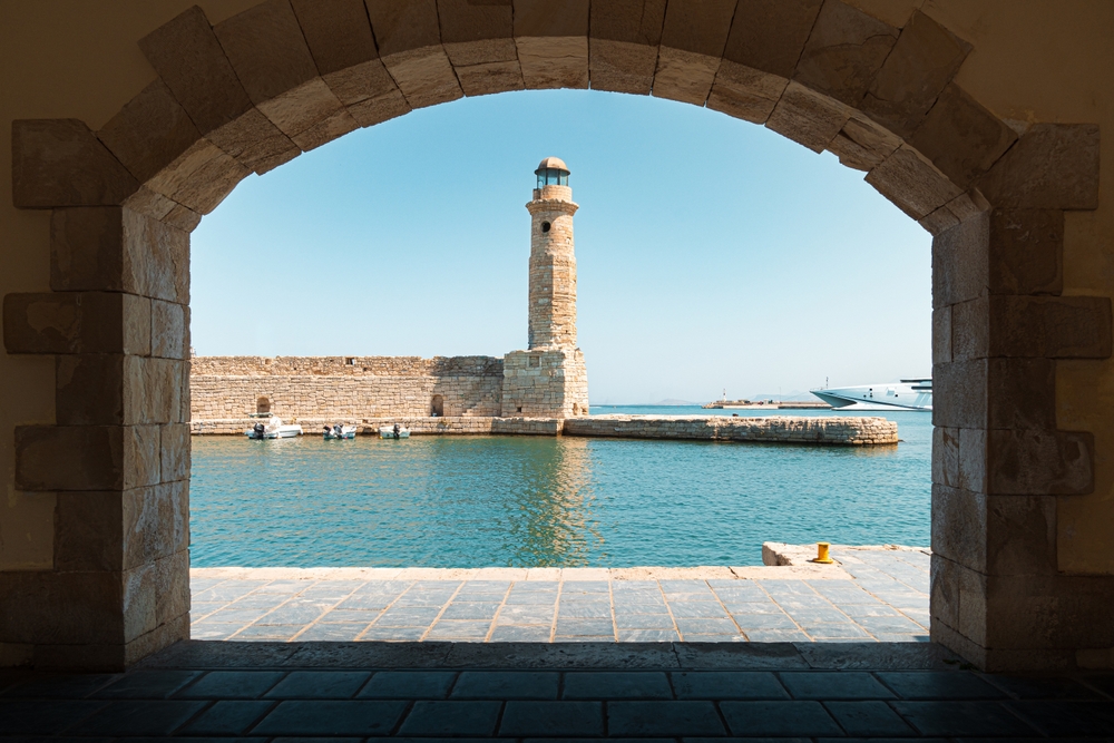 Venetian,lighthouse,in,rethymno,,crete,,greece ,old,lighthouse,with,the
