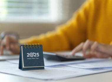 New,year,2025,goal,action,plan 2025,blue,desk,calendar,cover