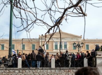 Athens,,greece 26 01 2025:,protest,in,sintagma,square,advocating,for,justice,in