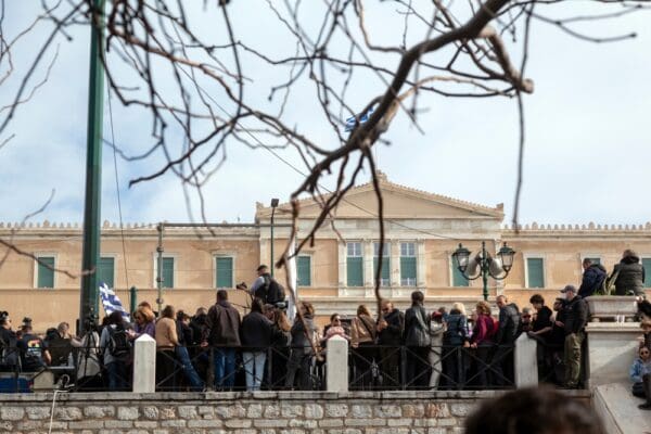 Athens,,greece 26 01 2025:,protest,in,sintagma,square,advocating,for,justice,in