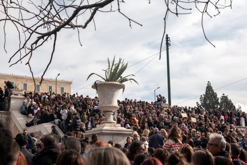 Athens,,greece 26 01 2025:,protest,in,sintagma,square,advocating,for,justice,in