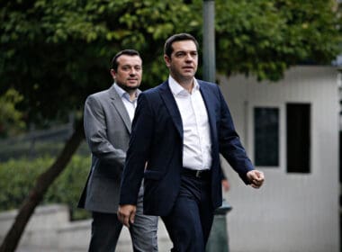 Greek,prime,minister,alexis,tsipras,leaves,his,office,at,maximos