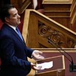 Member,of,the,greek,parliament,adonis,georgiadis,attends,in,a