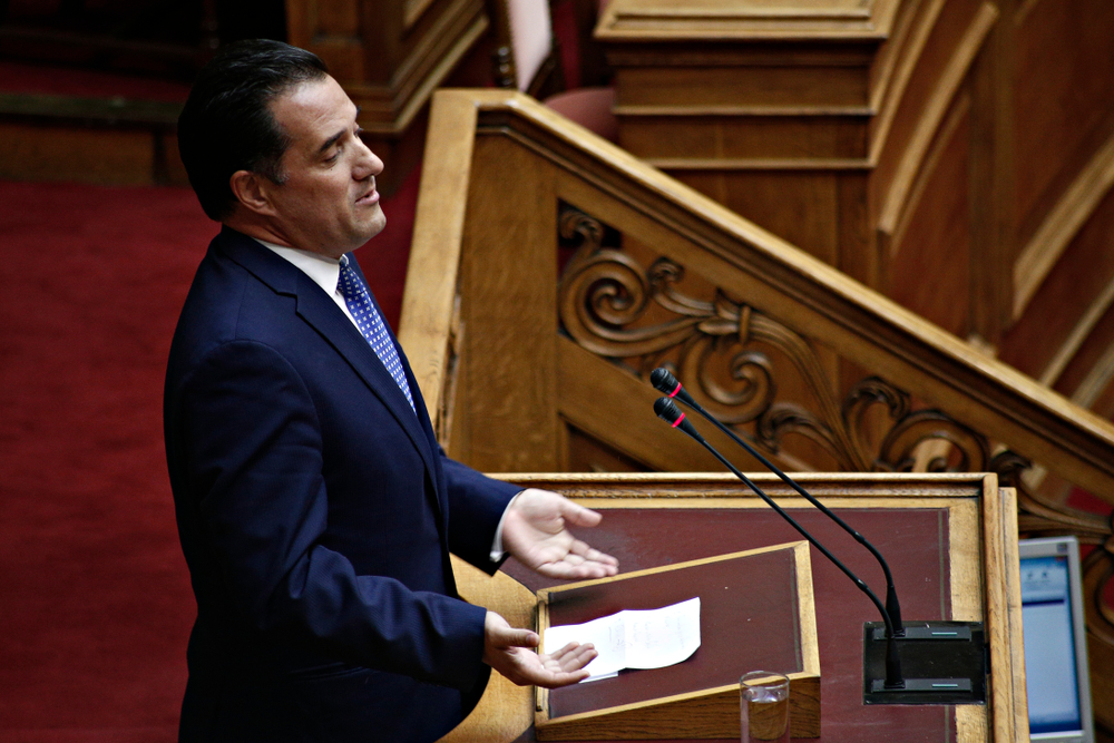 Member,of,the,greek,parliament,adonis,georgiadis,attends,in,a