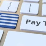 Pay,tax,text,and,flag,of,greece,on,the,buttons
