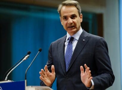 Greece's,prime,minister,kyriakos,mitsotakis,gives,a,press,statement,on