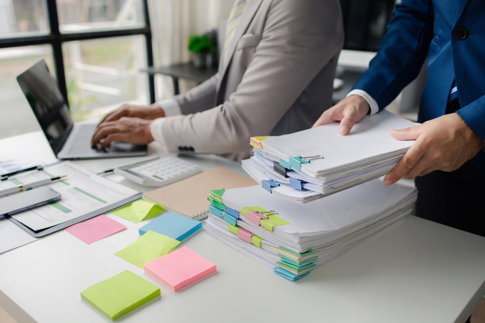 Company,employees,are,doing,stressful,gestures,due,to,heavy,workload,