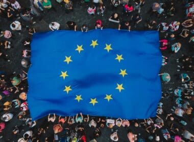 Manifest,with,eu,flag,aerial,view