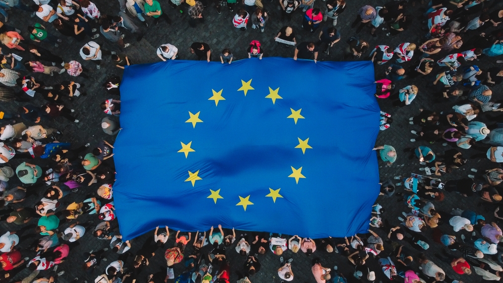 Manifest,with,eu,flag,aerial,view