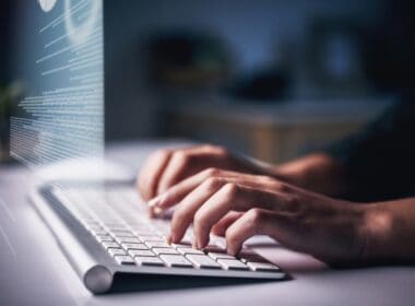 Hands,,person,and,typing,on,keyboard,for,research,,information,and