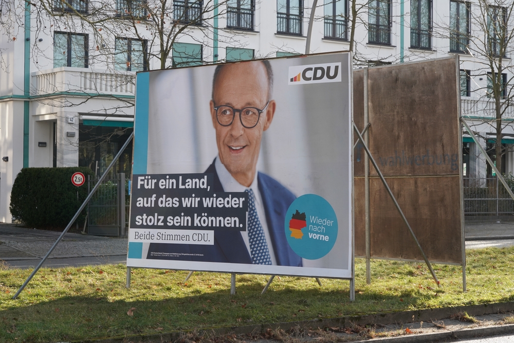 Berlin,,germany, ,january,24,,2025:,billboard,by,cdu,on