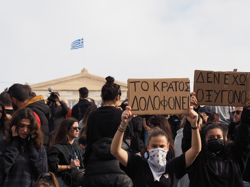 Athens,,greece, ,january,26,,2025:,crowd,demonstrating,about,tempi
