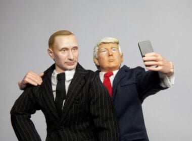 Caricatures,of,us,president,donald,trump,with,russian,president,vladimir