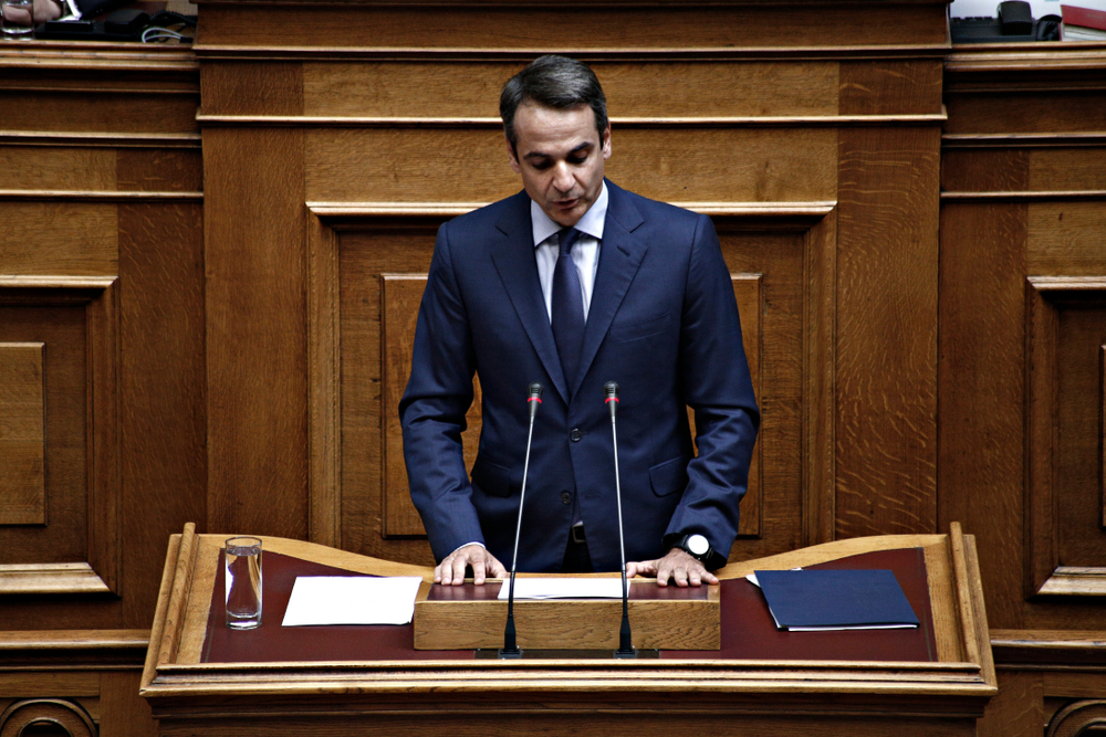 President,of,new,democracy,,kyriakos,mitsotakis,attends,in,a,discussion