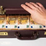 24 hour,half open,briefcase,full,of,euro,banknotes