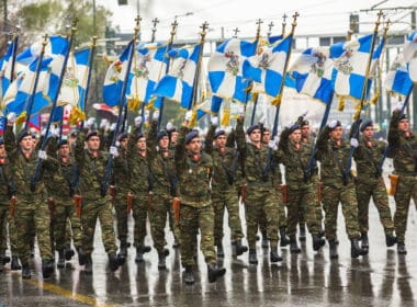 Athens,,greece, ,mar,25,,2015:,unidentified,participants,and,military