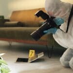 Csi,,photographer,and,evidence,at,crime,scene,for,investigation,of