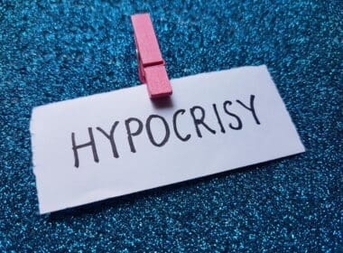 Hypocrisy,writting,on,blue,background