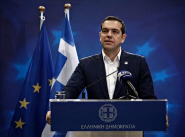 Greek,prime,minister,alexis,tsipras,,gives,press,conference,after,the,end