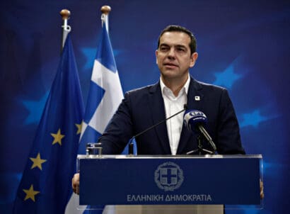 Greek,prime,minister,alexis,tsipras,,gives,press,conference,after,the,end