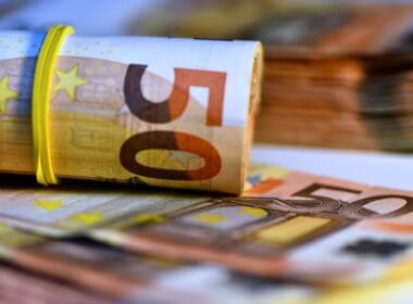 Pile,of,50,real,euro,notes,isolated,on,white ,about