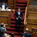 Kyriakos,mitsotakis,attends,in,a,discussion,regarding,the,new,electoral