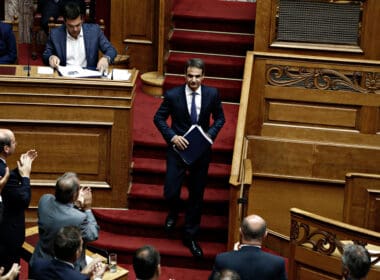 Kyriakos,mitsotakis,attends,in,a,discussion,regarding,the,new,electoral