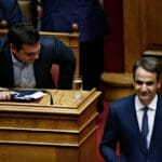 President,of,new,democracy,,kyriakos,mitsotakis,attends,in,debate,in
