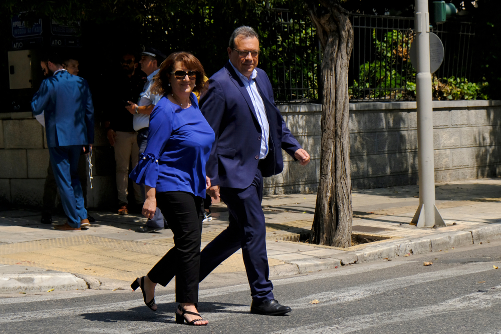 Alternate,minister,for,environment,sokratis,famelos,arrives,to,attend,a